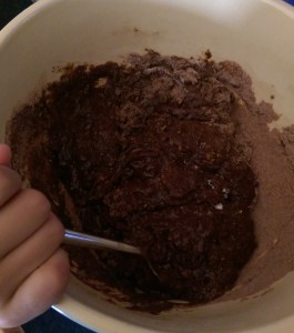 making chocolate brownies