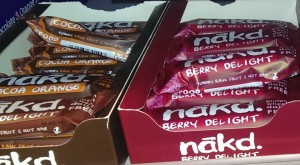 The Nakd range: Cocoa Orange, Berry Delight