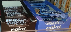 Nakd bars: Cocoa delight and Cashew Cookie