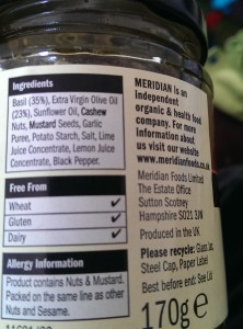 Meridian Pesto Ingredients
