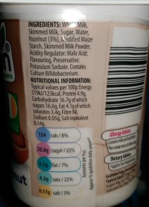 Dairy Yoghurt Ingredients. Pre December 2014 Labelling Example.