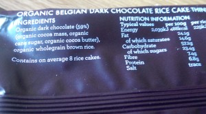 Kallo Belgian Dark Chocolate Rice Cakes Ingredients