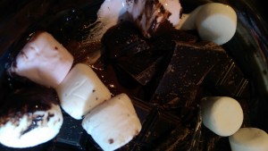 melting marshmallow with chocolate