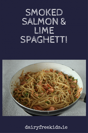 Quick and Easy Midweek Meal that all the family will enjoy! Smoked Salmon and Lime Spaghetti. Dairy Free and Family Friendly. 